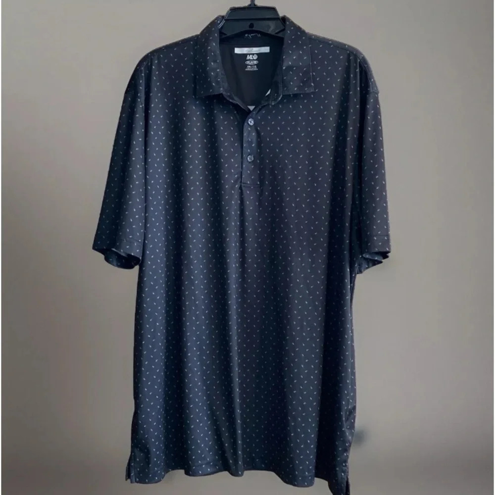 Greg Norman Men's Black White  Geometric Play Dry Golf Polo Shirt Sz XXL Nice!